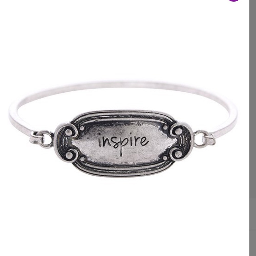 Allison Reed- 'Inspire"' Plaque Hinge Bangle Vintage Style w/ Hook closure - NWT